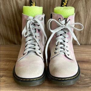 Pre-owned Dr. Doc Martens Girls Kids Sz 2 1460 Pascal Pink Tie Dye Combat Boots